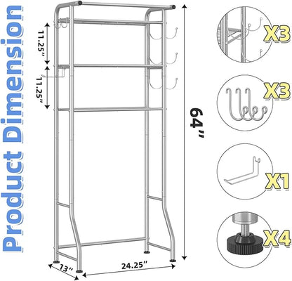 Simple Trending 3 Tier Over The Toilet Rack, Shelf Bathroom, Bathroom Stand Organizer Space Saver, Silver