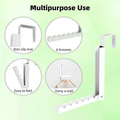 Over the Door Hooks, Extended Over the Door Storage Hook,Space-Saving Over the Door Rack,Door Hooks for Hanging Clothes,Larger Capacity Over the Door Hanger (4, BK-White)