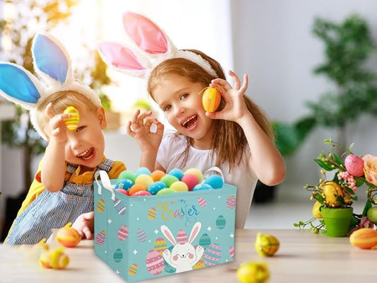 Essme Rectangular 3Pack Easter Basket, Kids Storage bin Organizer with Handles for Easter Decor,Shelf Basket,Toy Organizer,Easter Baskets.(3Pack Easter basket)