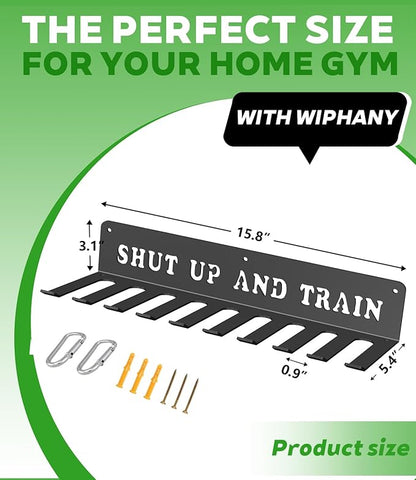 WIPHANY Home Gym Accessories Organization Storage Rack Equipment For Home 8 Hook Wall Hanger Display Gear Barbells Resistance Bands Jump Ropes Lifting Belt Hanger Accessories Hardware Included