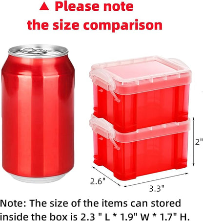 Hiceeden 24 Pack Mini Plastic Storage Bins with Lid, 3.3"×2.6"×2" Clear Latch Small Storage Box, Stackable Organizer Container for Crafts, Jewelry Beads, Office Supplies, 8 Colors