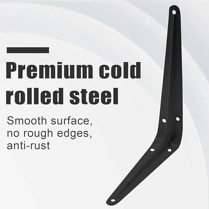 4 Pcs Shelf Brackets, 6 x 8 Inch Black Heavy Duty Metal Wall Corner Angle Shelving for Wall Hanging Shelves with Wall Anchors and Screws(Black)