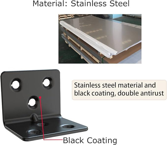 Black Stainless Steel Shelf Bracket,Joint Right Angle Bracket,L Shape Heavy Duty Metal Corner Brace Shelf Supporter for Wood Aufuga (30, 1.5x1.2x1.2)