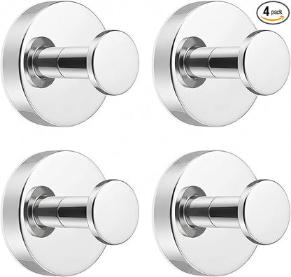 Suction Cup Hooks for Shower, Bathroom,Glass Windows,Tile – Towel, Loofah, No-Drill Wreath Hanger for Front Door Waterproof Hook Hold (Chrome) 4 Packs