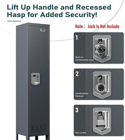Metal Lockers - 66" Height Steel Lockers for Employees with Door Storage Locker with Card Slot for Employees Gym School Home Office Garage - Assembly Required