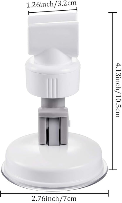 Zhehao Adjustable Shower Head Holder, Removable Suction Cup Shower Head Holder, No Drill Wall Mounted Suction Bracket with Chrome Polished for Marble Glass Metal Ceramic(2,Grey Wrench)