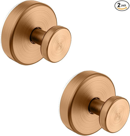 Suction Cup Hooks for Shower, Removable Towel Hooks for Bathroom Window Glass Door Wall, Bath Robe Looafh Wreath Hook for Hanging - 2 Pack, Champagne Bronze