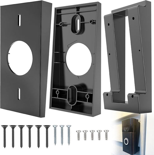Waldenlife Video Doorbell Mount - Black Plastic Wall Mount for Ring 2/3/3 Plus - Fits Vinyl, Aluminum & Cedar Walls - Angle Adjustment