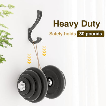 Coat Hooks for Hanging Heavy Duty - Extra Large (5.4 inch) Wall Mount Hooks for Backpacks, Purses, Clothes, Towels, Bags - Black Metal Screw-in Hooks for Mudroom, Closet, Door, Bathroom - 4 Pack