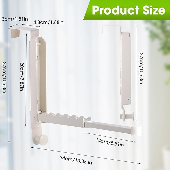 Over The Door Drying Rack, 2 Pack Foldable Over The Door Hooks Hanger for Laundry Clothes Heavy Duty Door Organizer Rack Coat Towels Hanging Storage for Bedroom Bathroom Kitchen