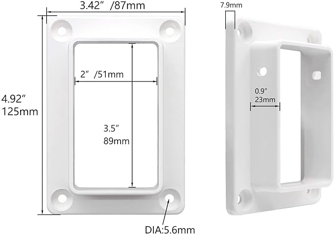 Aiwaiufu 2″ x 3.5″ White Vinyl Fence Brackets, Slotted Handrail Bracket Kit with Screws for Decking Railing, Mount to Wall or Other Vertical Flat Surface, Pack of 2