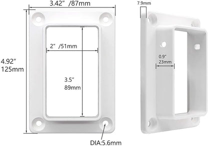 Aiwaiufu 2″ x 3.5″ White Vinyl Fence Brackets, Slotted Handrail Bracket Kit with Screws for Decking Railing, Mount to Wall or Other Vertical Flat Surface, Pack of 2