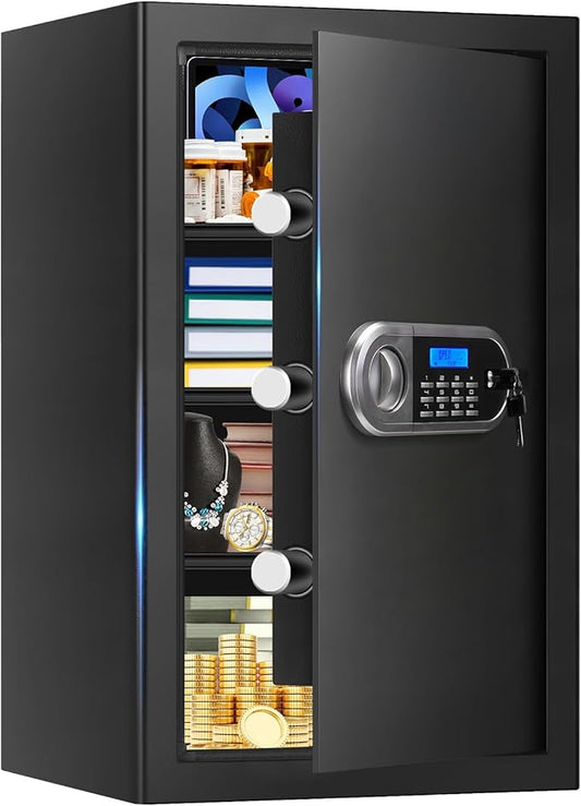 5.2 Cuft Large Safes for Home Use Fire and Water Proof, Anti-Theft Digital Security Safe Box With Programmable Keypad & Spare Keys, Home Safes Water and Fireproof for Money Valuables