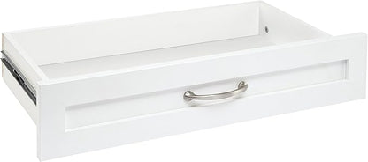ClosetMaid SuiteSymphony Wood Closet Drawer, Add On Accessory, Shaker Style, For Storage, Closet, Clothes, 25” x 5” Size for 25 in. Units, Pure White