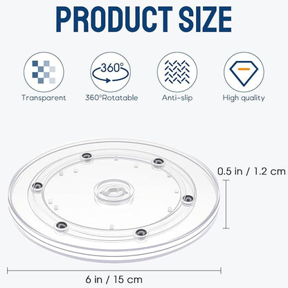 6 inch Small Lazy Susan,Lazy Susan Turntable for Cabinet,Clear Plastic Lazy Susan Organizer for Spice Rack