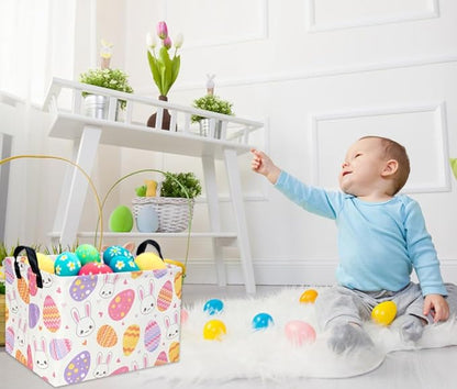 Easter Baskets for Kids Gift Easter Basket Empty Baby Basket for Boys and Girls Rectangular Toy Storage Bins Organizer Bin Box Cute Bunny Room Decor for Home(Bunny Egg)