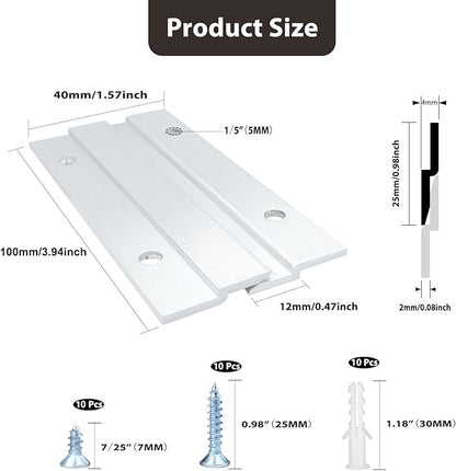 French Cleat Picture Hanger, Aluminum Z Hanger Interlocking Wall Mounting Bracket Hardware Kit Z Clips for Hanging Wall Painting, Mirrors, Panels, Artwork, Cabinet, Whiteboard (4inch-5Pairs)