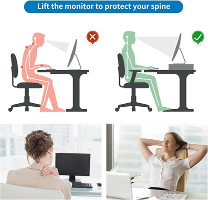 gianotter 2-Tier Metal Monitor Stand Riser, Desk Accessories & Workspace Desk Organizers, Office Desk Storage Organizer for Office Supplies (White)