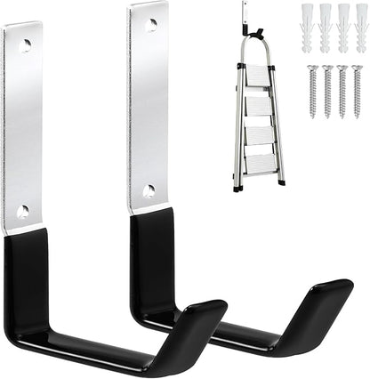 Heavy Duty Steel Garage Hooks,Garage Storage Utility Hooks,Anti-Slip Garage Hooks,Garage Garden Tool Organizer,Steel Wall Mount Hooks, Garden Hose Hanger, Black J Hooks (Large-2PC)