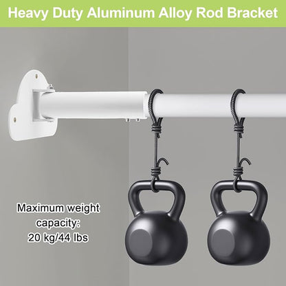 Adjustable Shower Curtain Rod Bracket 1 Pack Aluminum Alloy Shower Curtain Rod Single Swivel Flange Heavy Duty Closet Rod Bracket with Screws (White)