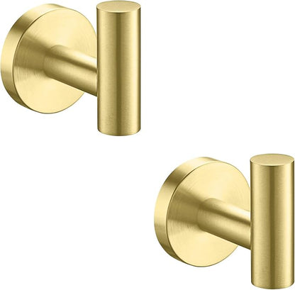 Nolimas Bathroom Towel Hooks SUS 304 Stainless Steel Coat Hook Round Clothes Towel Coat Robe Hook Cabinet Closet Door Sponges Holder for Bath Kitchen Garage Hotel,Wall Mounted,Brushed Gold,2Pack