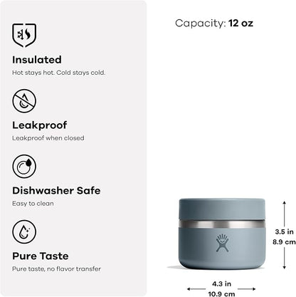 Hydro Flask Food Jar – Insulated Stainless Steel, Snack Travel Container for Hot Food & Soup 12 Oz Harbor Blue