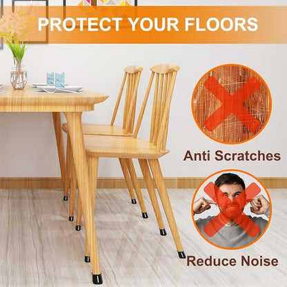 32 Pcs Chair Leg Floor Protectors for Hardwood Floors Silicone Covers to Protect Wood Tile Floors Felt Bottom Furniture Leg Caps Anti-Scratch Reduce Noise (Fit:1.3"-2")