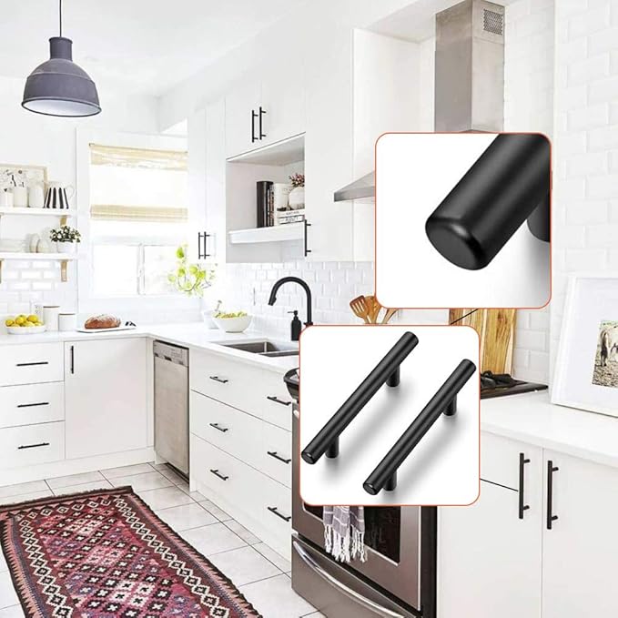 Goldenwarm 50 Pack Matte Black Cabinet Hardware Black Drawer Knobs - LS201BK Cabinet Door Knobs Metal Drawer Handles Kitchen Cupboard Pull Handles Furniture Hardware 50mm(2in Overall Length)
