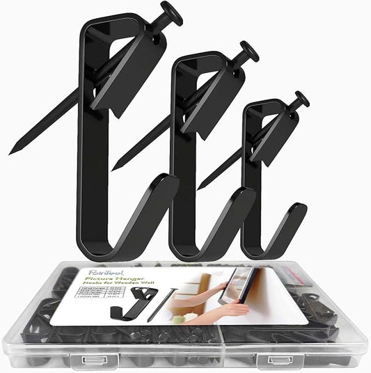 Picture Hanging Kit, Extra Thick, 100lb 50lb 30lb, Heavy Duty Plaster Wall and Drywall Large Hangers and Hooks Hardware for Painting and Frame to Hang on, 160pcs Black with Nails