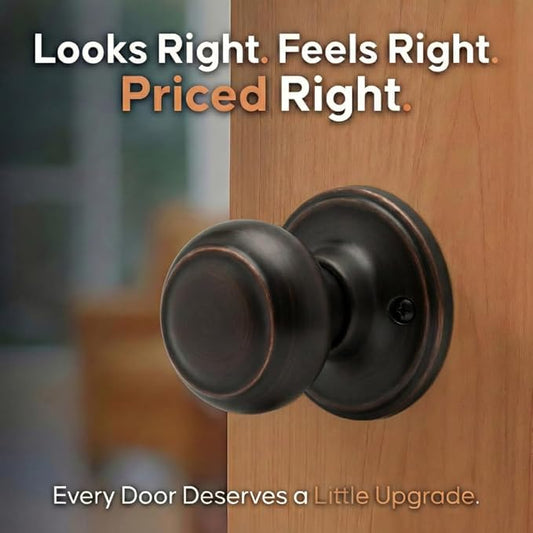 Copper Creek Colonial Dummy Interior Door Knob – ANSI Grade-3 Certified, Modern Heavy Duty Handle, Easy Install and Reversible for French Doors and Closets, Non Turning – Tuscan Bronze (1 Pack)