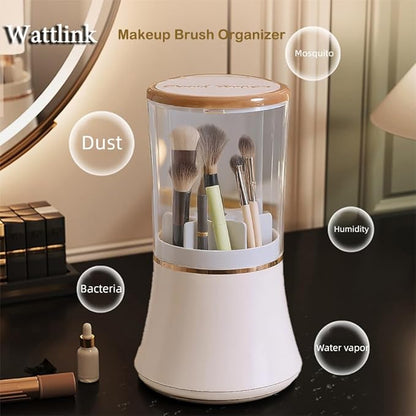 Exquisite makeup brush organizer, Makeup Brush Holder with Lid, Cosmetic Tools Storage Organizer for Vanity Desktop Bathroom Countertop ( White )