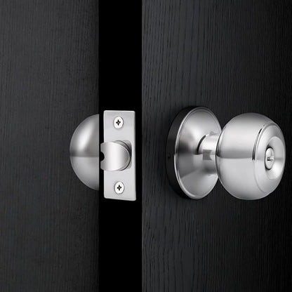 Probrico Polished Chrome Bedroom/Bathroom Privacy Door Knob, Colonial Style Flat Ball Interior Hardware, Keyless Universal Handing Door Lockset, 1 Pack