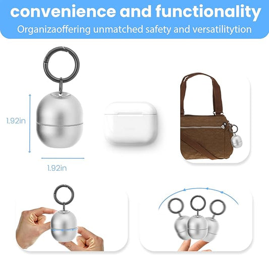 Jewelry Storage Box Case Gym Storage Jewelry Storage Box Case, Ring Organizer Container with Protective Sponge,Jewelry Care Protective Ring Holder with Keychain((1-Tier Silver)