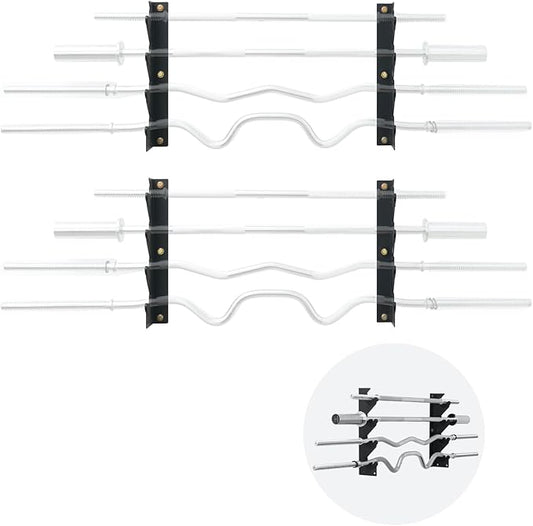 Olympic Wall Mounted Barbell Storage Rack Holder Stand Hanger for Olympic Barbell, Curl bar,Home, Commercial, Garage Gym (4 bars)