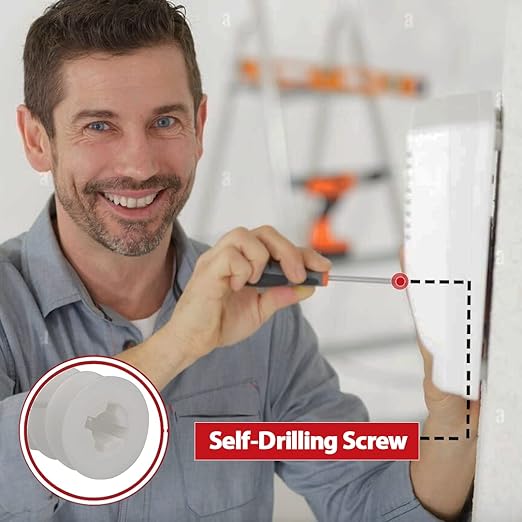 50Pcs Self Drilling Drywall Anchors and Screws kit #8 x 1-1/4”- Superb Wall Anchors for Drywall, Holds Upto 75lbs – No Drill Hole Required with These Drywall Screws and Anchors