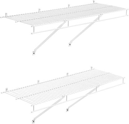 VEVOR Wire Shelf Kit, 3 ft, Set of 2, Wall Mounted Wire Shelves, Heavy-Duty Carbon Steel Hanging Shelf, Floating Wall Storage Shelves with Dip Coating, for Closet, Bedroom, Living Room, Office, Pantry
