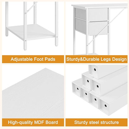 Grandder Computer Desk with 4 Drawers, 47 Inch Office Table with Storage, Gaming with CPU Shelves, Writing Desk Workstation for Home Office, Study, Bedroom, Work from Home, White