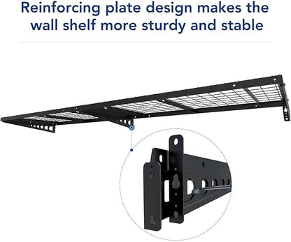 FLEXIMOUNTS 2 Pack 2x4ft Garage Storage 24x48 inch Heavy Duty Bike Wall Shelving Rack, 660lbs Total Weight Capacity, Black, Pro Series