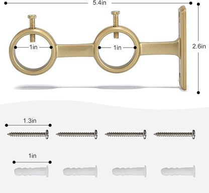 Goowin Curtain Bracket, 2pcs Holders, Durable Brackets for Living Room, Bedroom Drapery Rods (Gold)