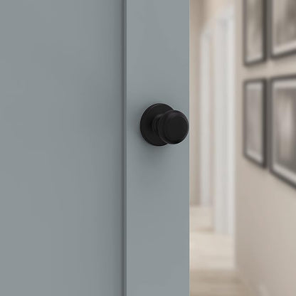 Kwikset Cove Interior Passage Door Knob, Handle For Closet and Hallway Doors, Non-Locking Doorknob, Matte Black