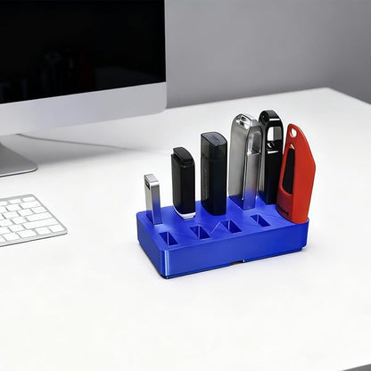 JBOS 10-Slot USB Flash Drive Holder Stand, Desktop Organizer Rack for Memory Sticks, Jump Drives & Electronic Accessories, Office Desk Storage, Blue