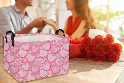 Rectangular Valentine's Day Baskets,Heart Basket,Pink Girls Basket Kids Storage Bin Love Room Decor for Home.(Sweet heart)
