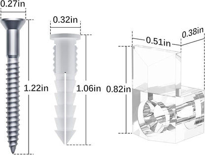 22 Sets of Mirror Holder Clips Kit,3/8 Crystal Clear Plastic Mirror Clip,Mirror Holder Clips Glass Retainer Clips Kit,Mirror Hanging kit with Screws and Fixed Mirror Box Door