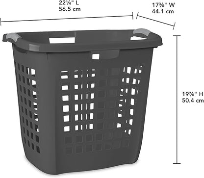 Sterilite 4-Pack 2.1 Bushel Ultra Easy Carry Hamper, Laundry Basket Organizer, Flat Gray - Large Plastic Clothes Bin for Home, Dorm, Bathroom, and Bedroom Organization