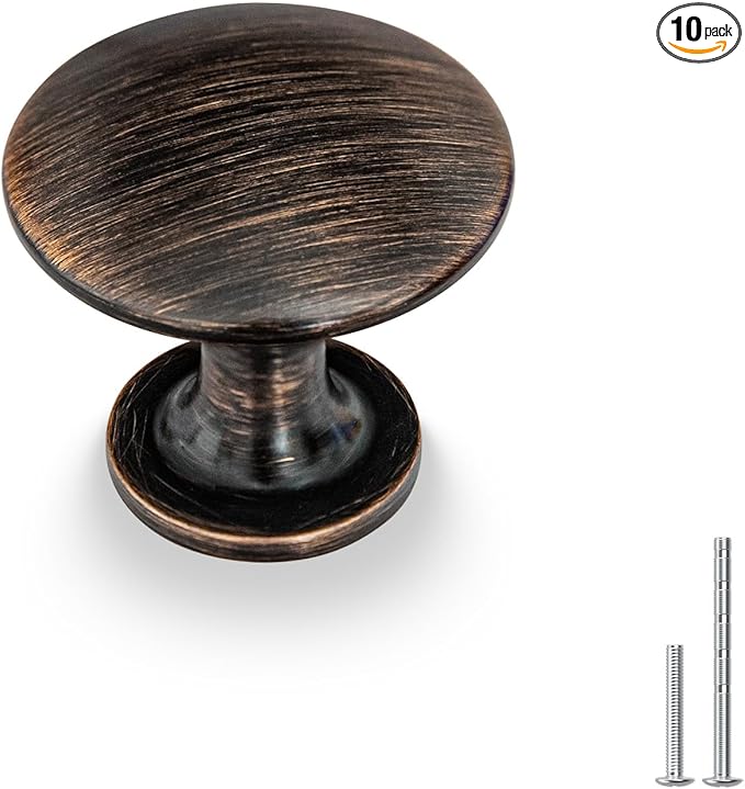 homdiy 10 Pack Cabinet Knobs Oil Rubbed Bronze Cabinet Knobs Zinc Alloy Drawer Pulls Kitchen Cupboard