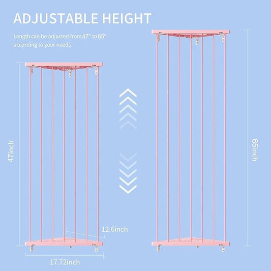 Stuffed Animal Storage Shelf Organizer(Patented) - Corner Stuffed Animal Holder Length Adjustable - Wall Plush Storage for Nursery Playroom Bedroom Kids Room (Pink+Light, Standard)