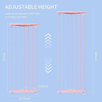 Stuffed Animal Storage Shelf Organizer(Patented) - Corner Stuffed Animal Holder Length Adjustable - Wall Plush Storage for Nursery Playroom Bedroom Kids Room (Pink, Standard)