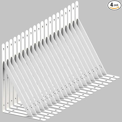 White 10 Inch Shelf Brackets, Set of 20, Steel (White, 10 inch 20 Pack)