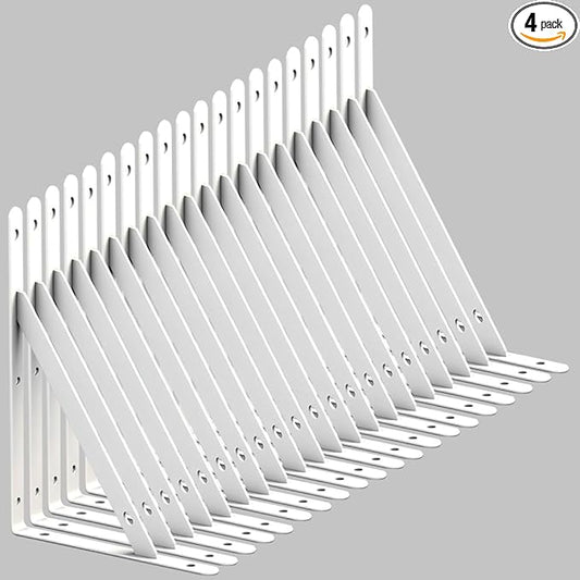 White 10 Inch Shelf Brackets, Set of 20, Steel (White, 10 inch 20 Pack)