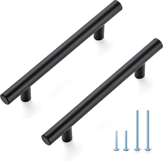 JOY DECOR 45 Pack 6-3/8 Inch Cabinet Pulls Kitchen Cabinet Handles with 4 Inch Hole Center Matte Black Cabinet Hardware Stainless Steel Kitchen Drawer Pulls for Cabinets Cupboard, 102mm Hole Centers
